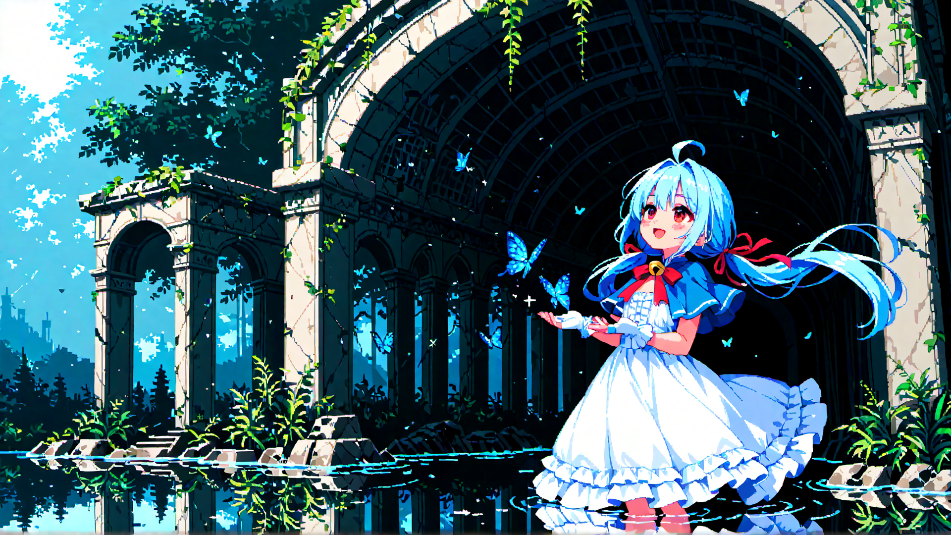 幽霊少女は朽ちた水上庭園をゆく。 | の人気AIイラスト・グラビア