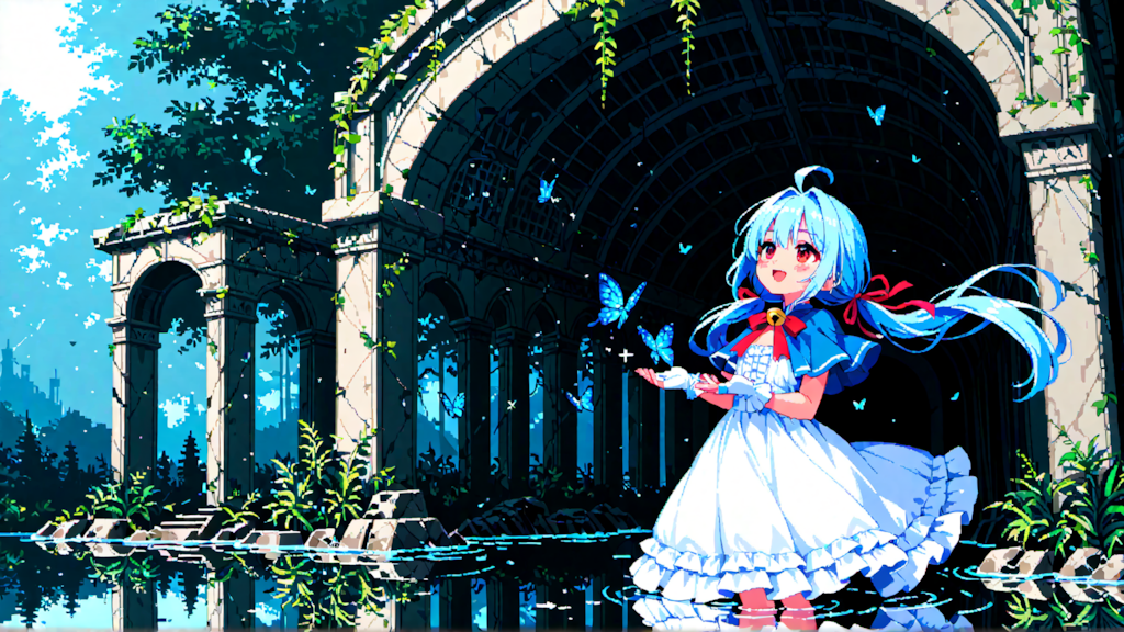 幽霊少女は朽ちた水上庭園をゆく。