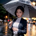雨の中、夜歩く美女 2枚目