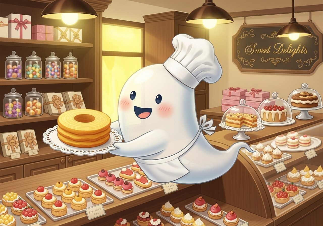 バウムクーヘンを用意するお化けパティシエ | の人気AIイラスト・グラビア
