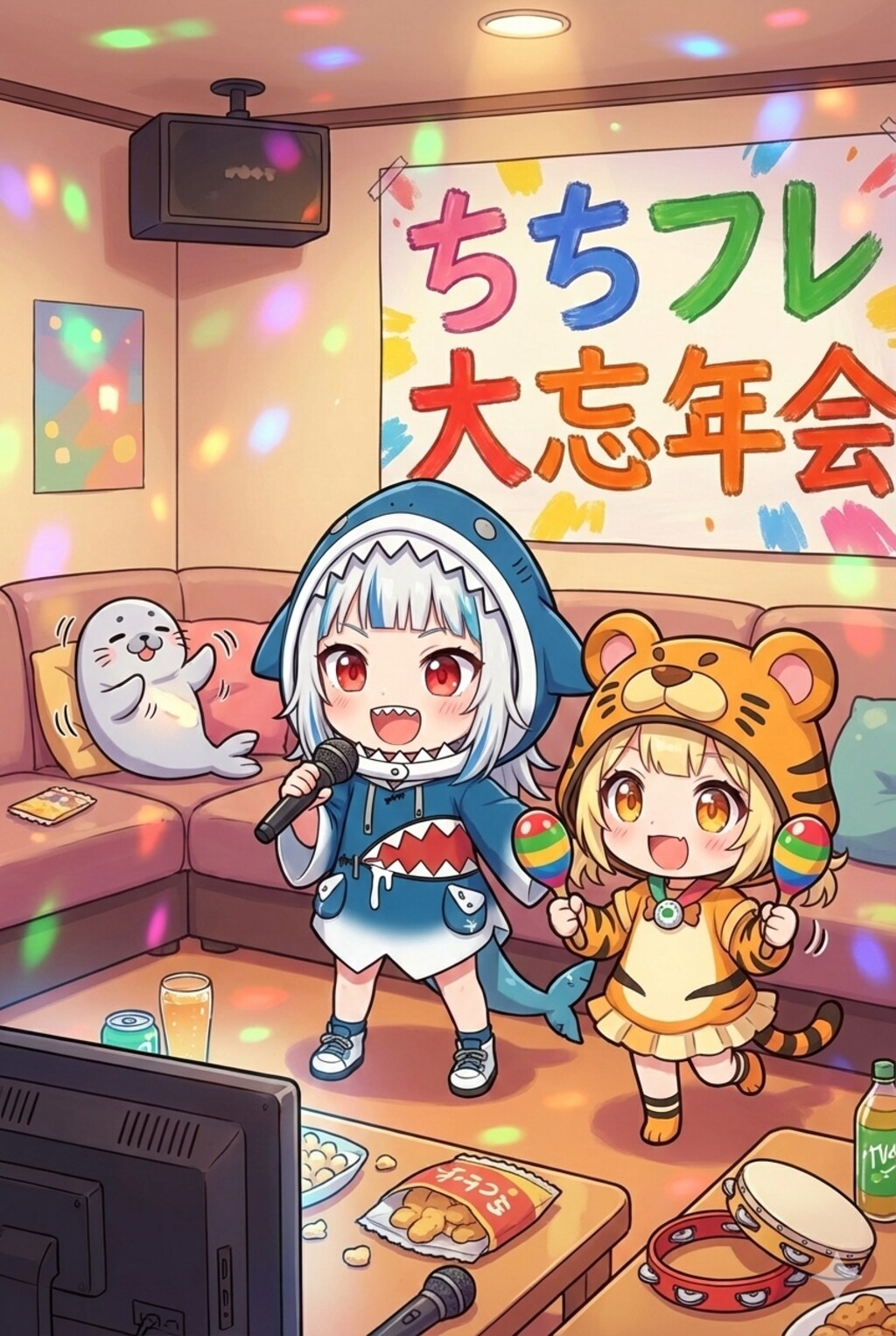 サメ美ちゃんと虎娘ちゃんのカラオケ大会🎶