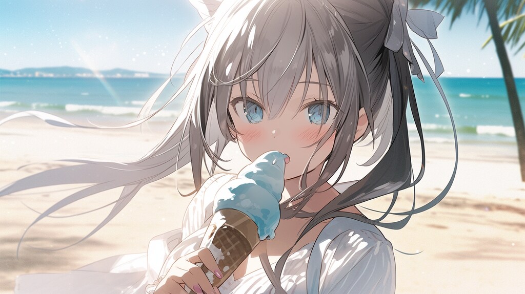 おいしそうなアイスを食べる女の子