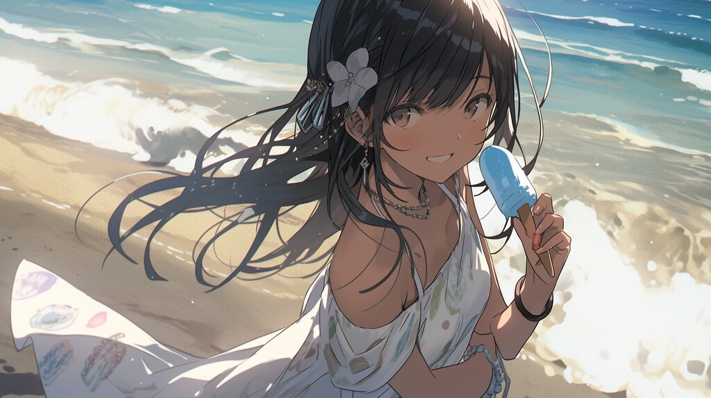 おいしそうなアイスを食べる女の子