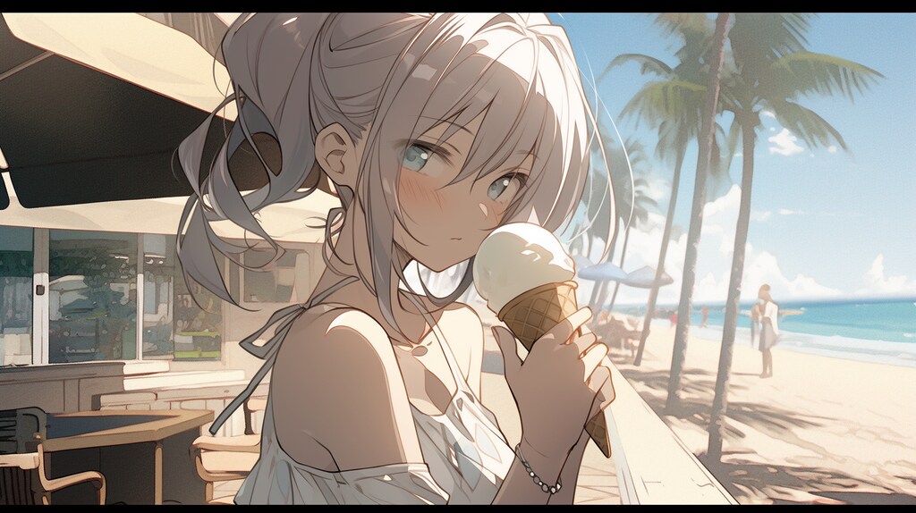 おいしそうなアイスを食べる女の子