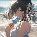 おいしそうなアイスを食べる女の子 2枚目
