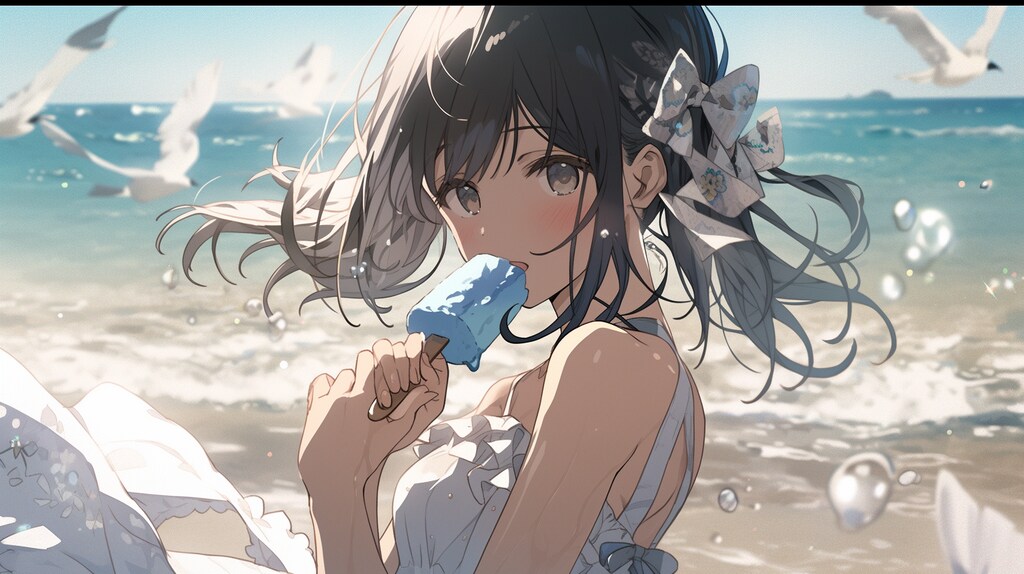 おいしそうなアイスを食べる女の子