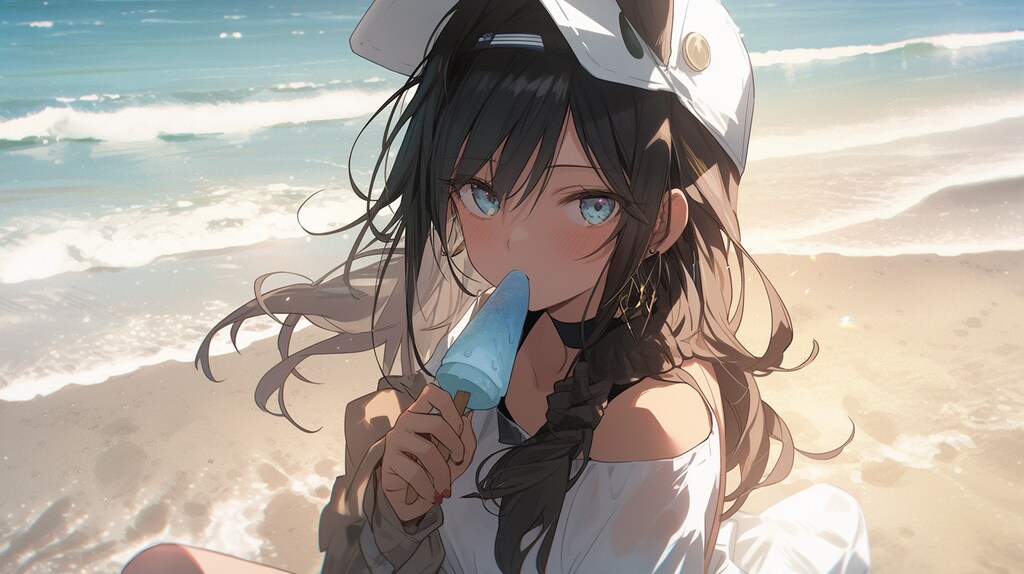 おいしそうなアイスを食べる女の子