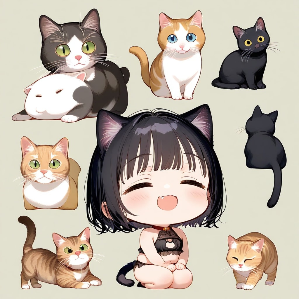 猫と猫耳ガール