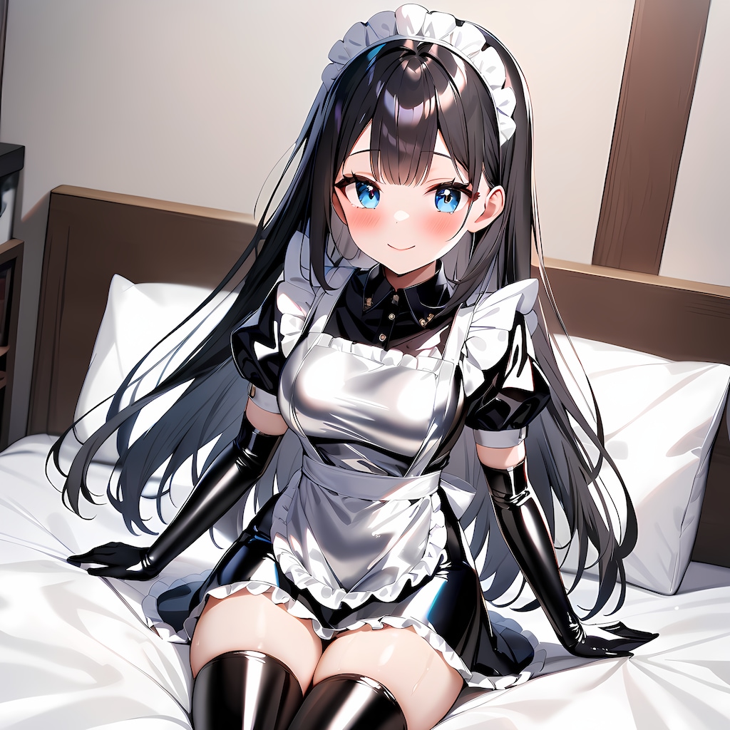 光沢エプロンメイド長手袋サイハイソックス