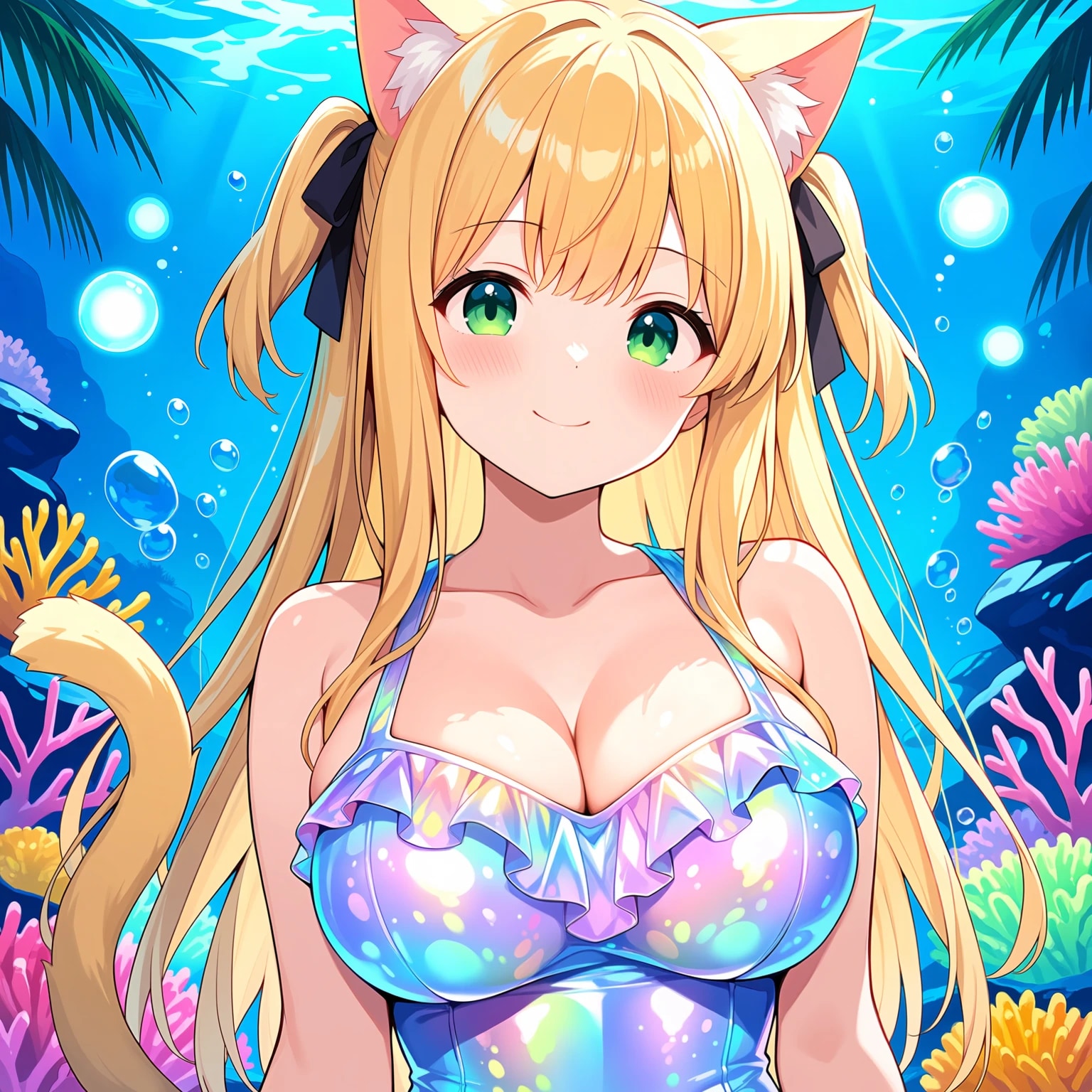 フシギな水着を着た猫耳の女の子