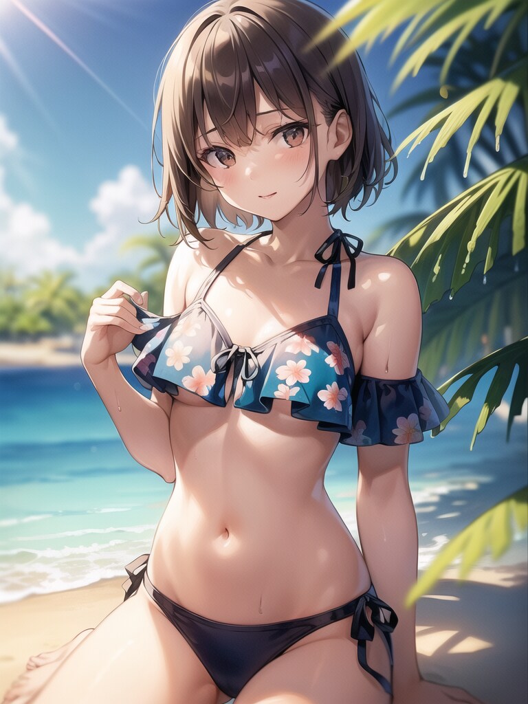 花柄水着の子