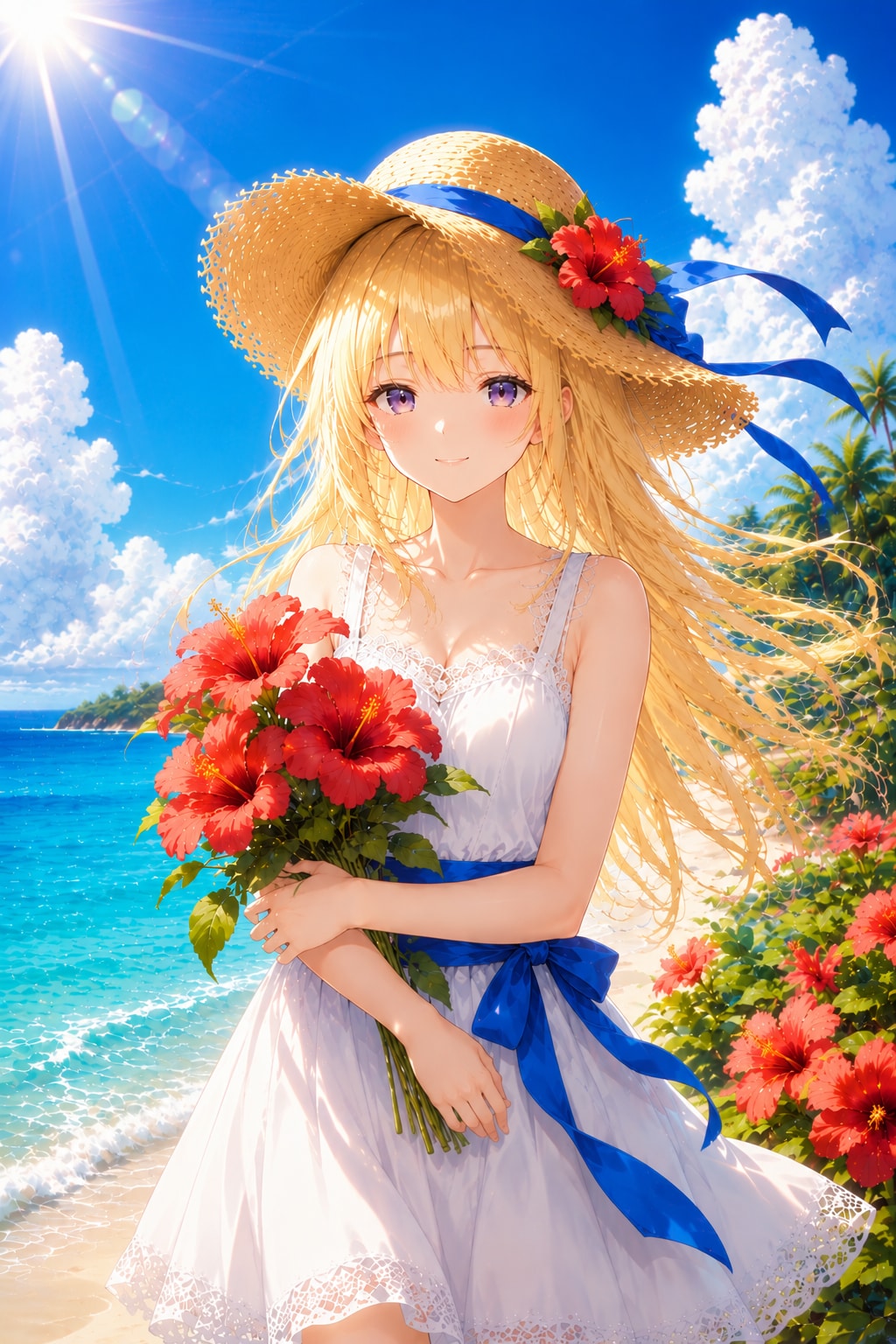 ハイビスカスと海