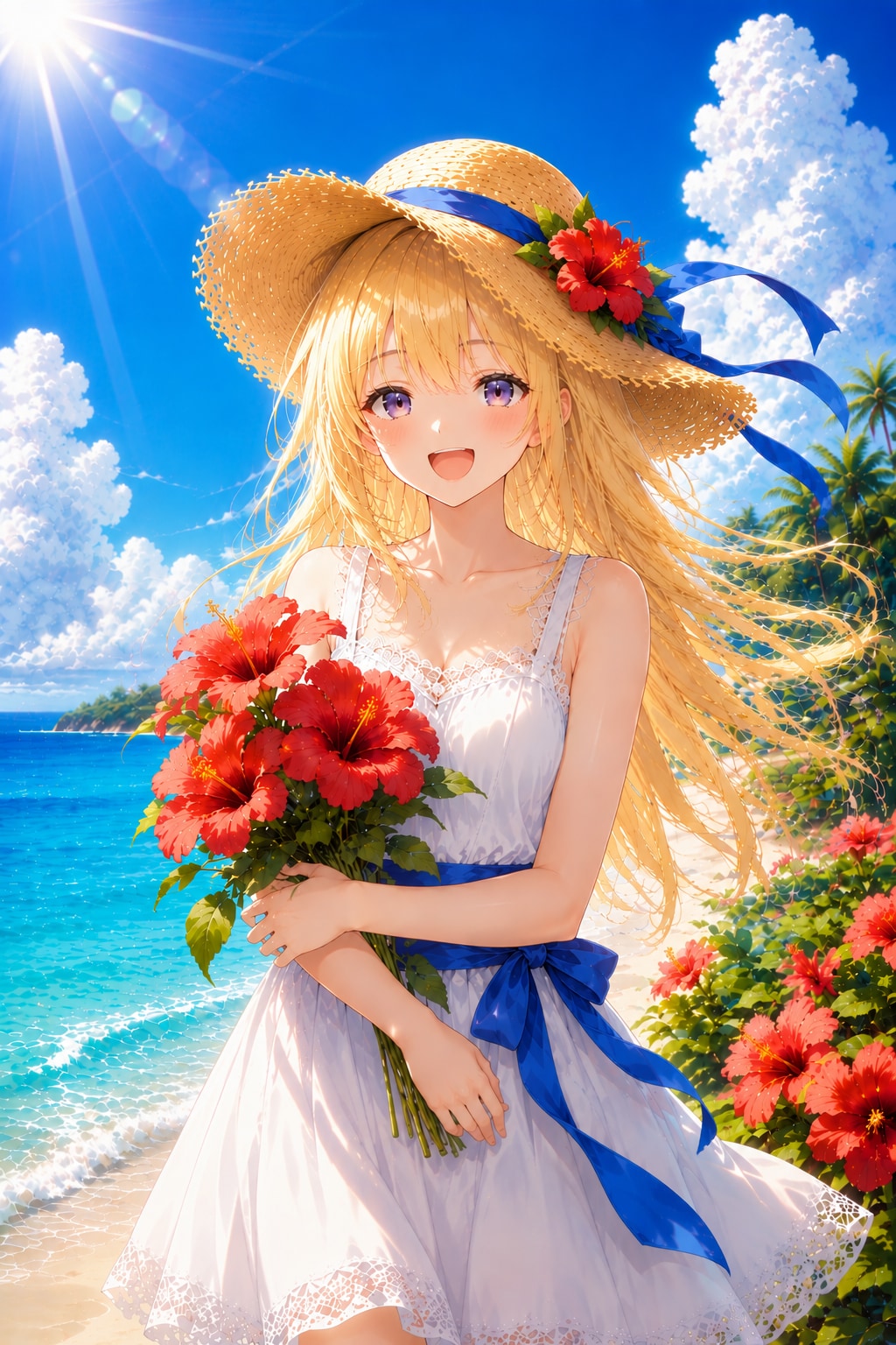 ハイビスカスと海