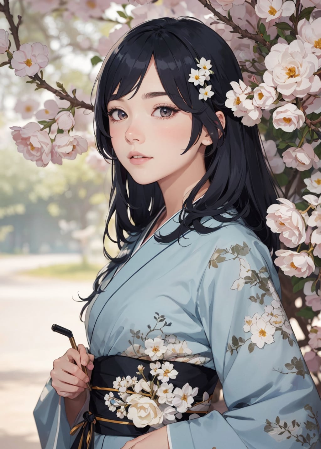 花と着物と別嬪