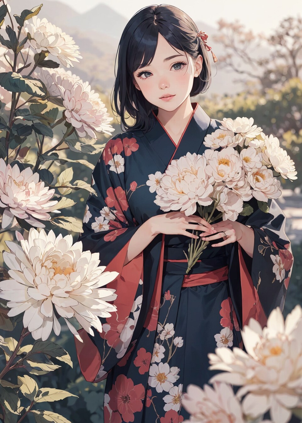 花と着物と別嬪 | の人気AIイラスト・グラビア