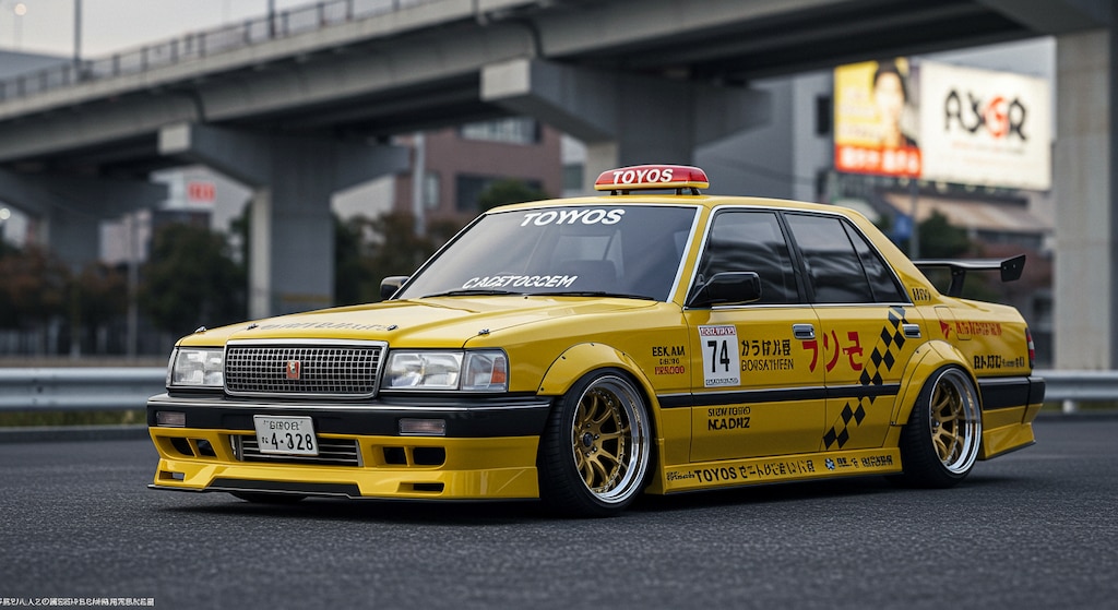 クラウンセダンイエロータクシーのドリ車