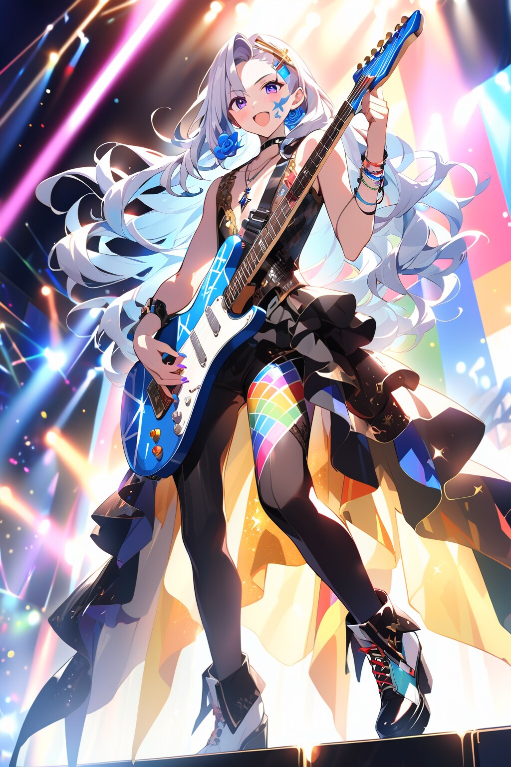 ガールズバンドのライブ　ーギターとベースー