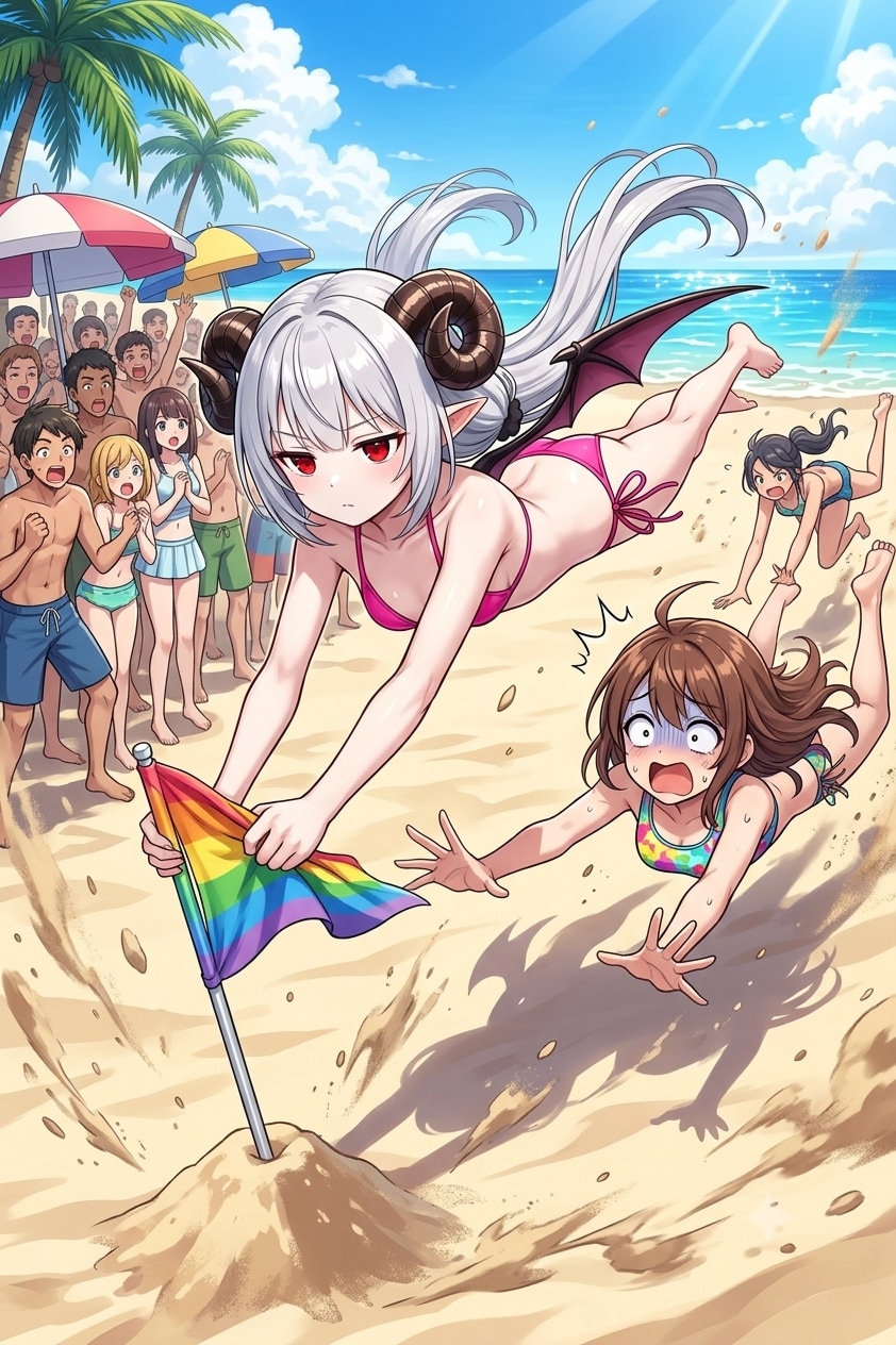 アイちゃんのビーチフラッグ
