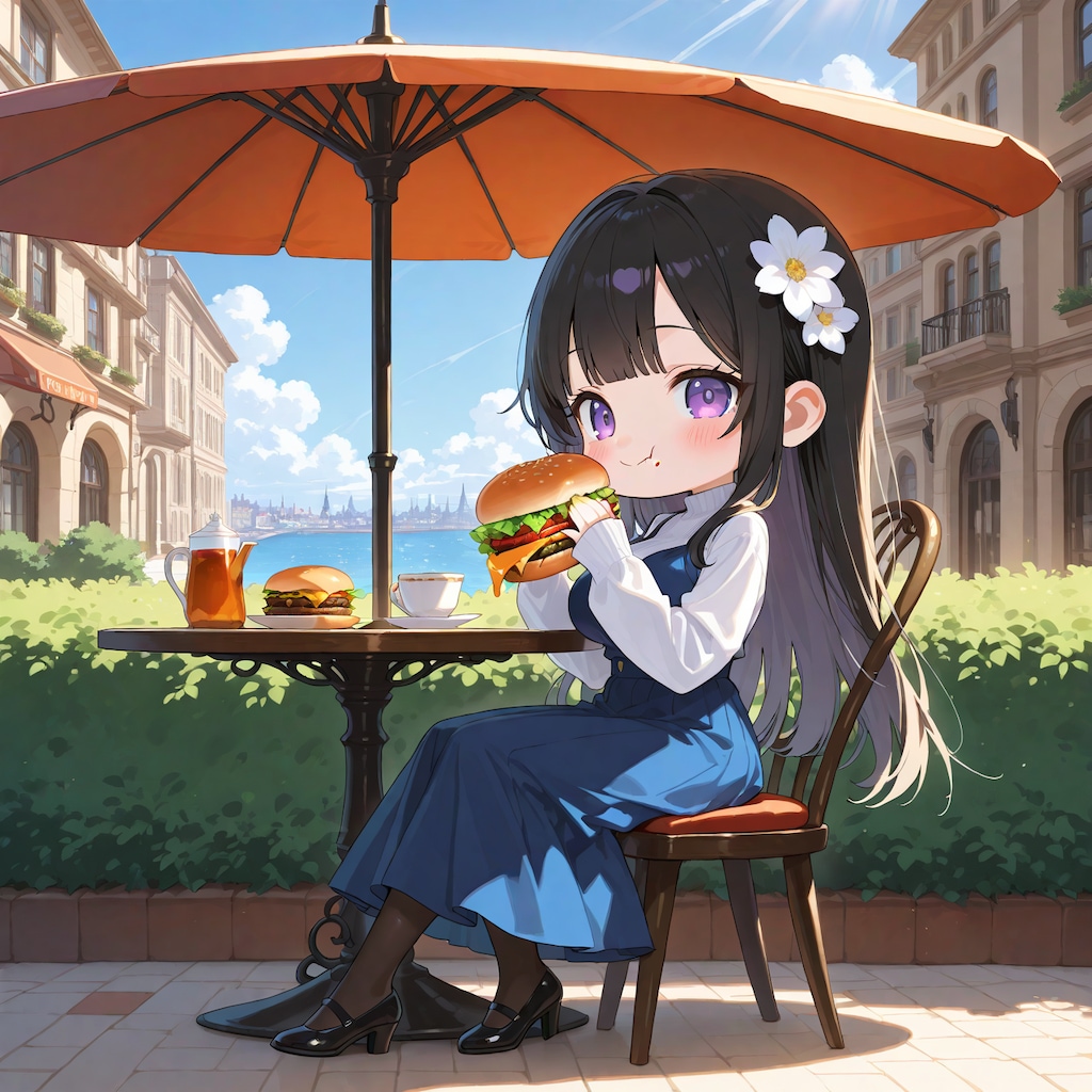 海沿いの街でもぐもぐ🍔