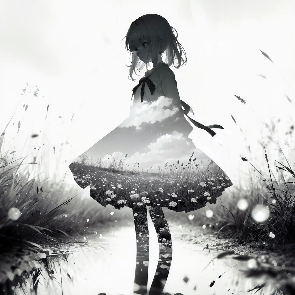 二重露光と少女21 | の人気AIイラスト・グラビア