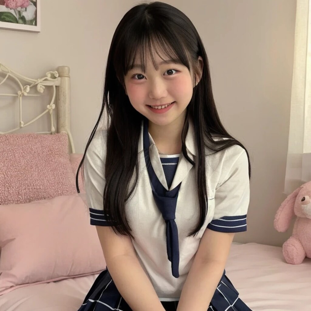 黒髪ロングで寝室の美女５９