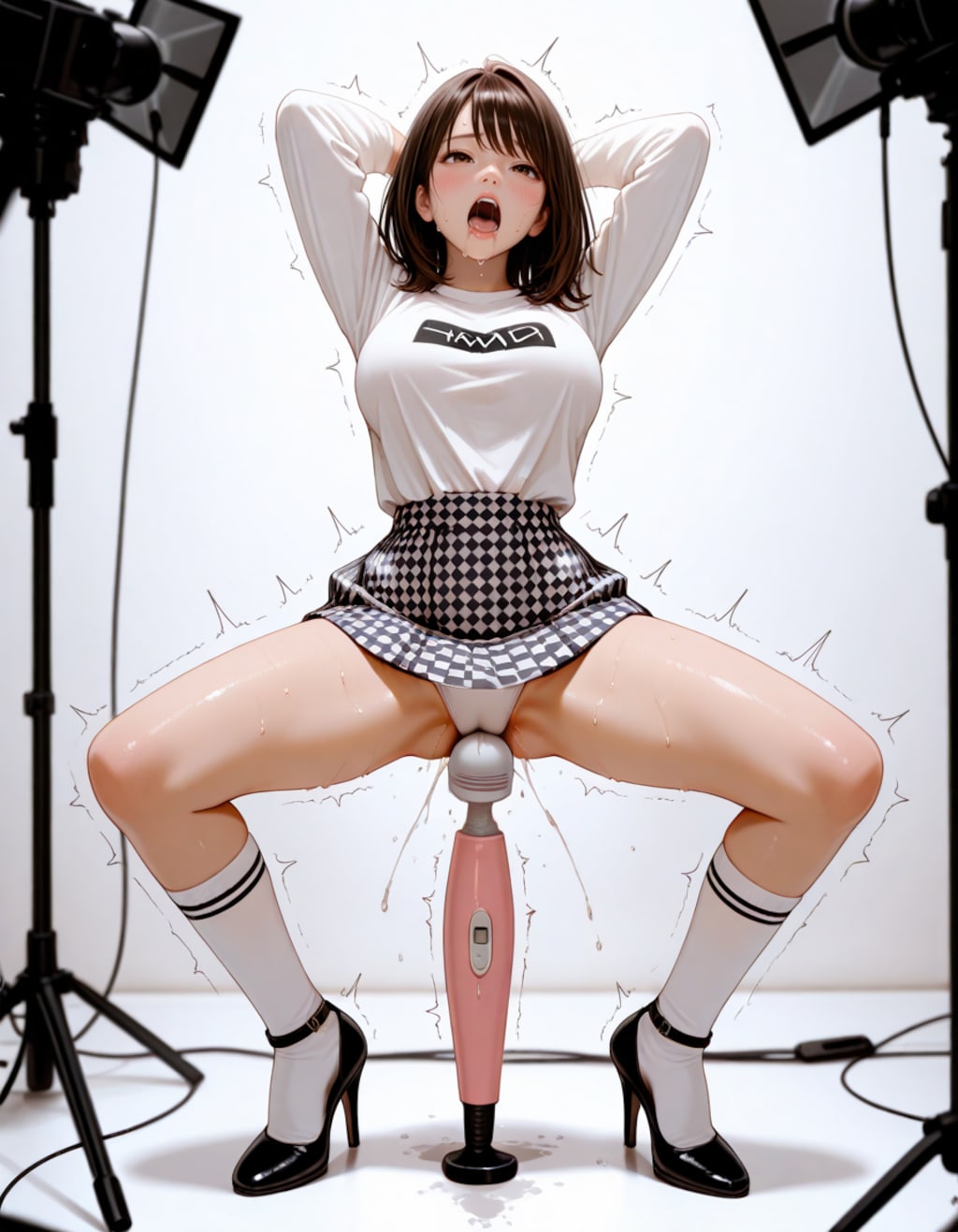 写真スタジオでガニ股電マ