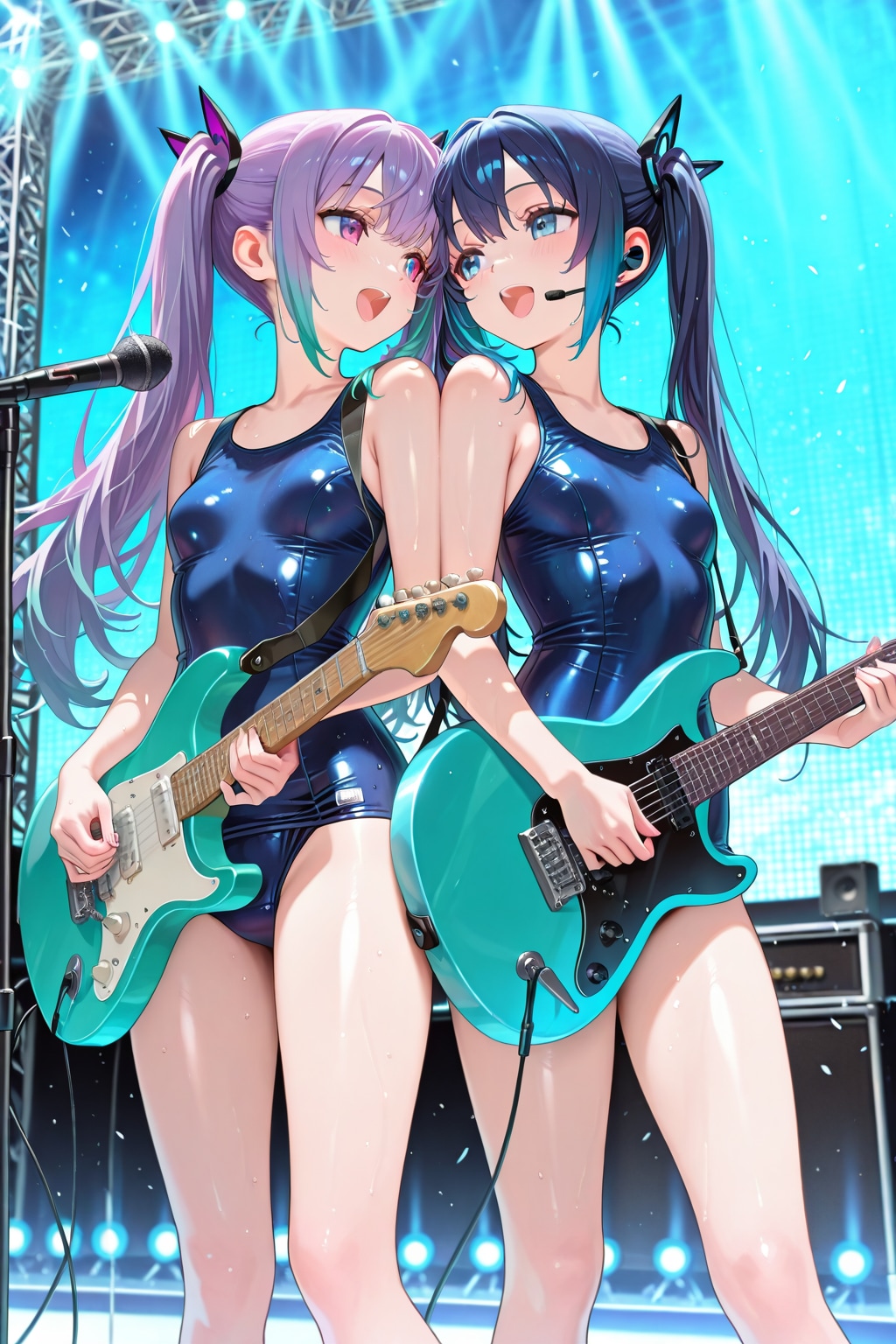 絵梨奈ちゃんと萌音さんでスク水オブロック❗️の開演です❤️