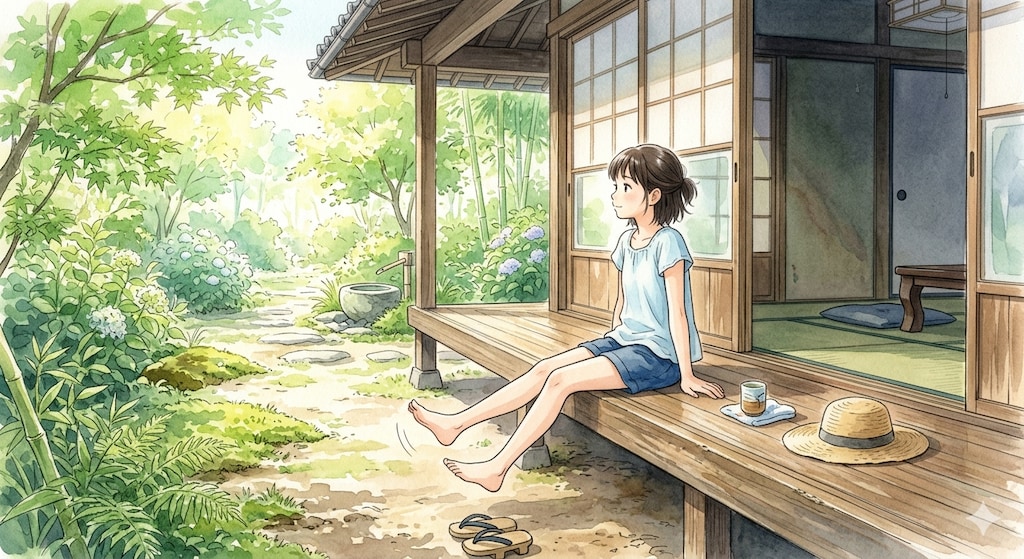 縁側の少女