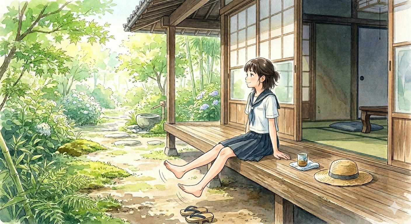 縁側の少女