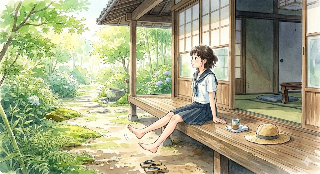 縁側の少女