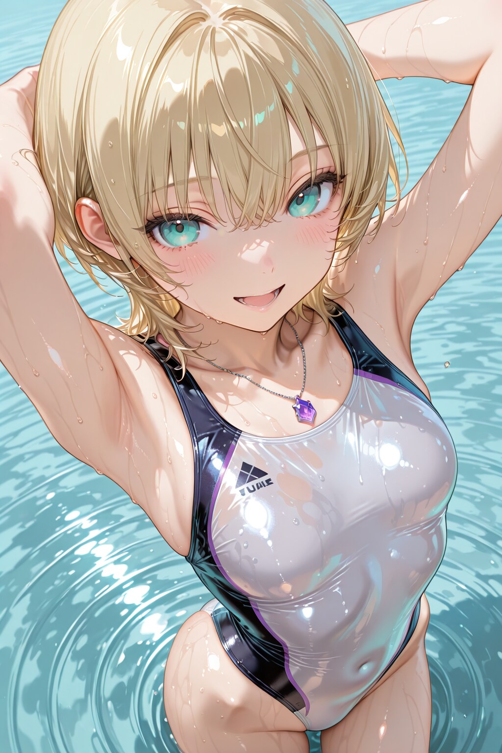 暑い日の競泳水着。