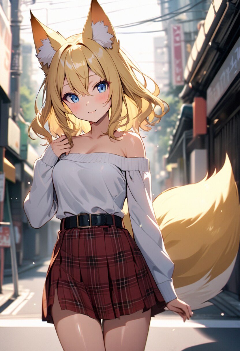 オフショルダーニット