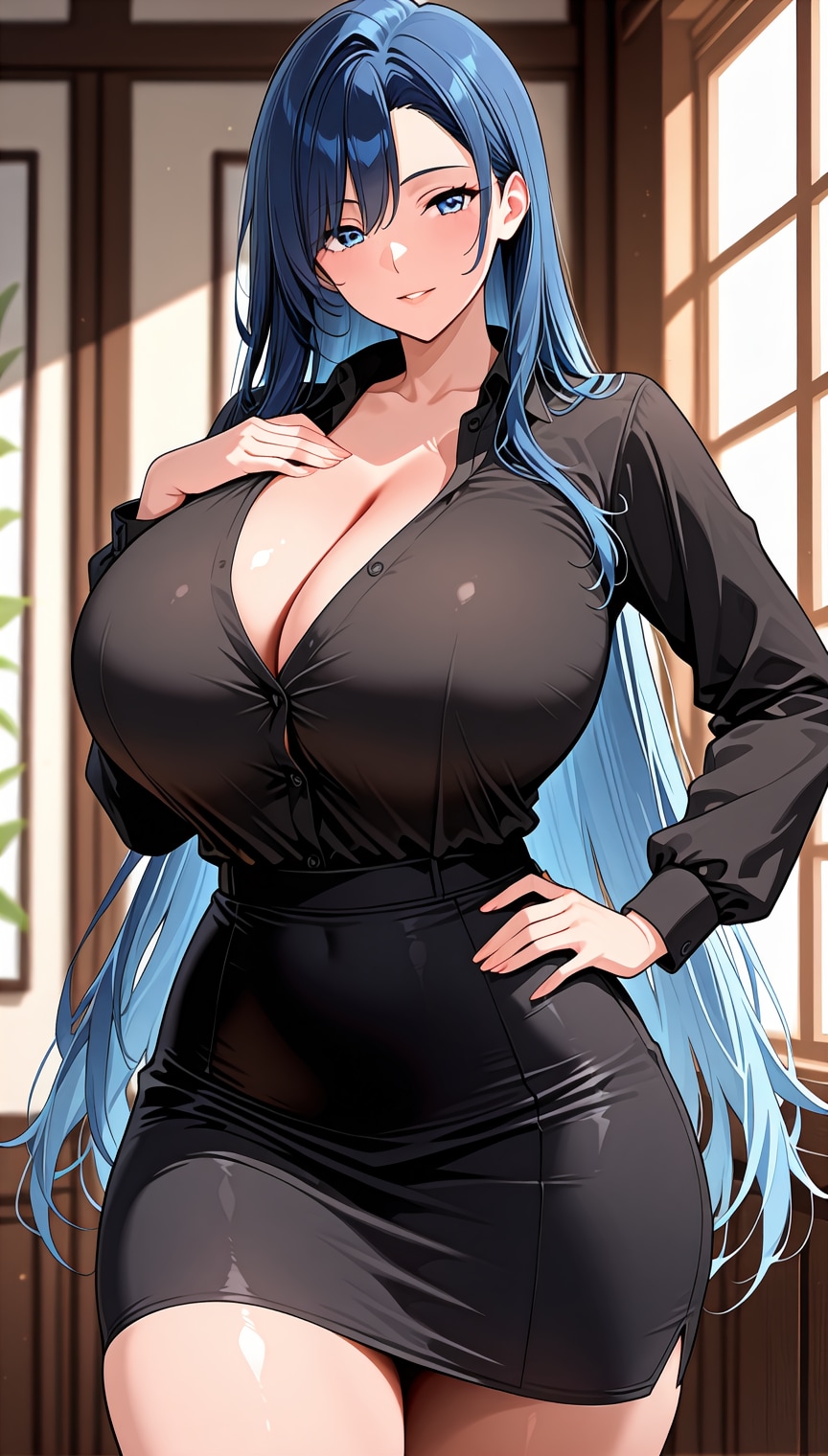 青髪アシメのお姉さん