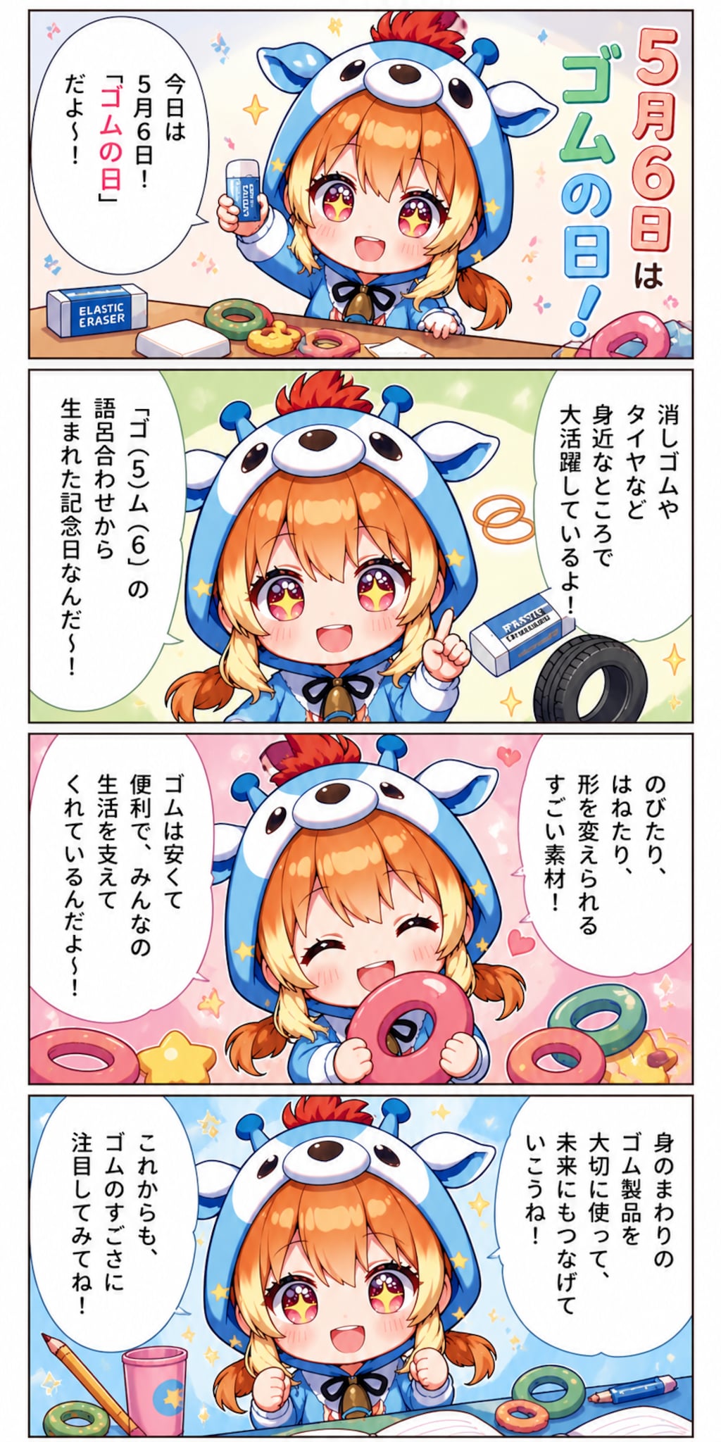 ゴムの日のキリン着ぐるみちび子ちゃん