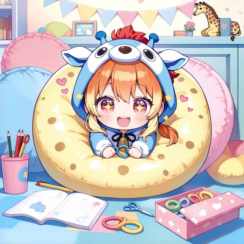 ゴムの日のキリン着ぐるみちび子ちゃん