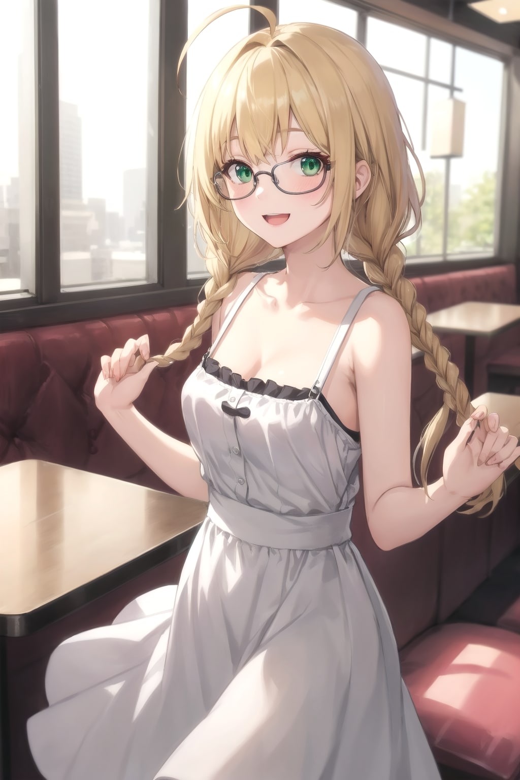 ヤスミン三姉妹×眼鏡三つ編み×白ワンピース×ウェイトレス♪