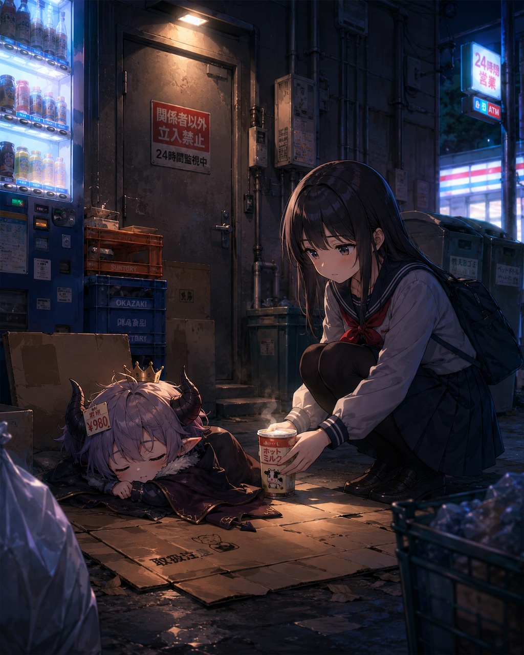 夜の裏通りの優しいひととき