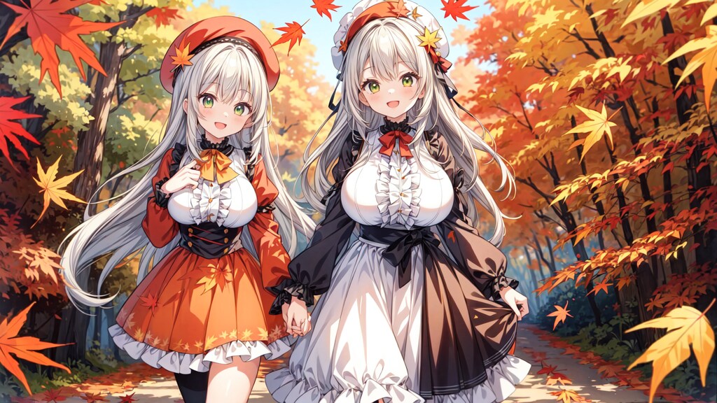 紅葉の道を一緒に