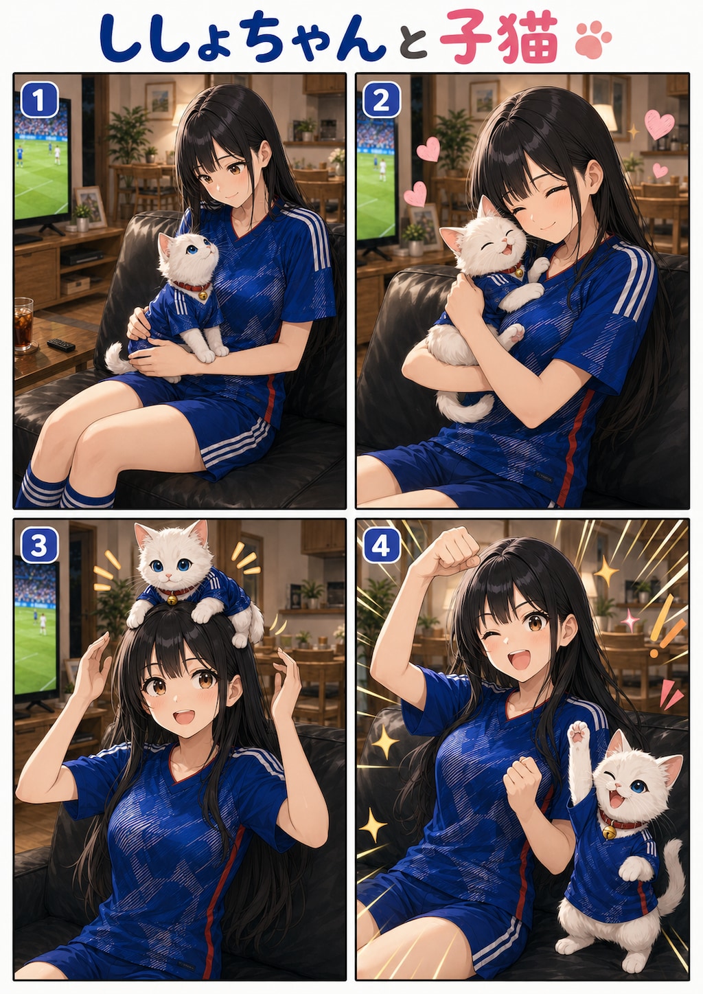 ししょちゃんと子猫のサッカー観戦