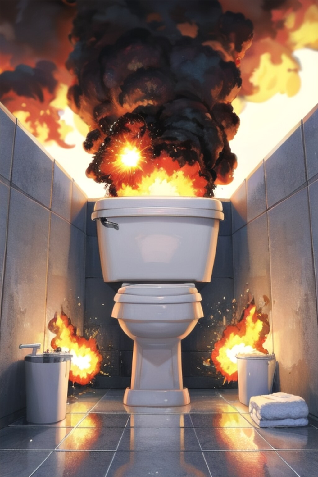 キンタマVSトイレの爆発対決