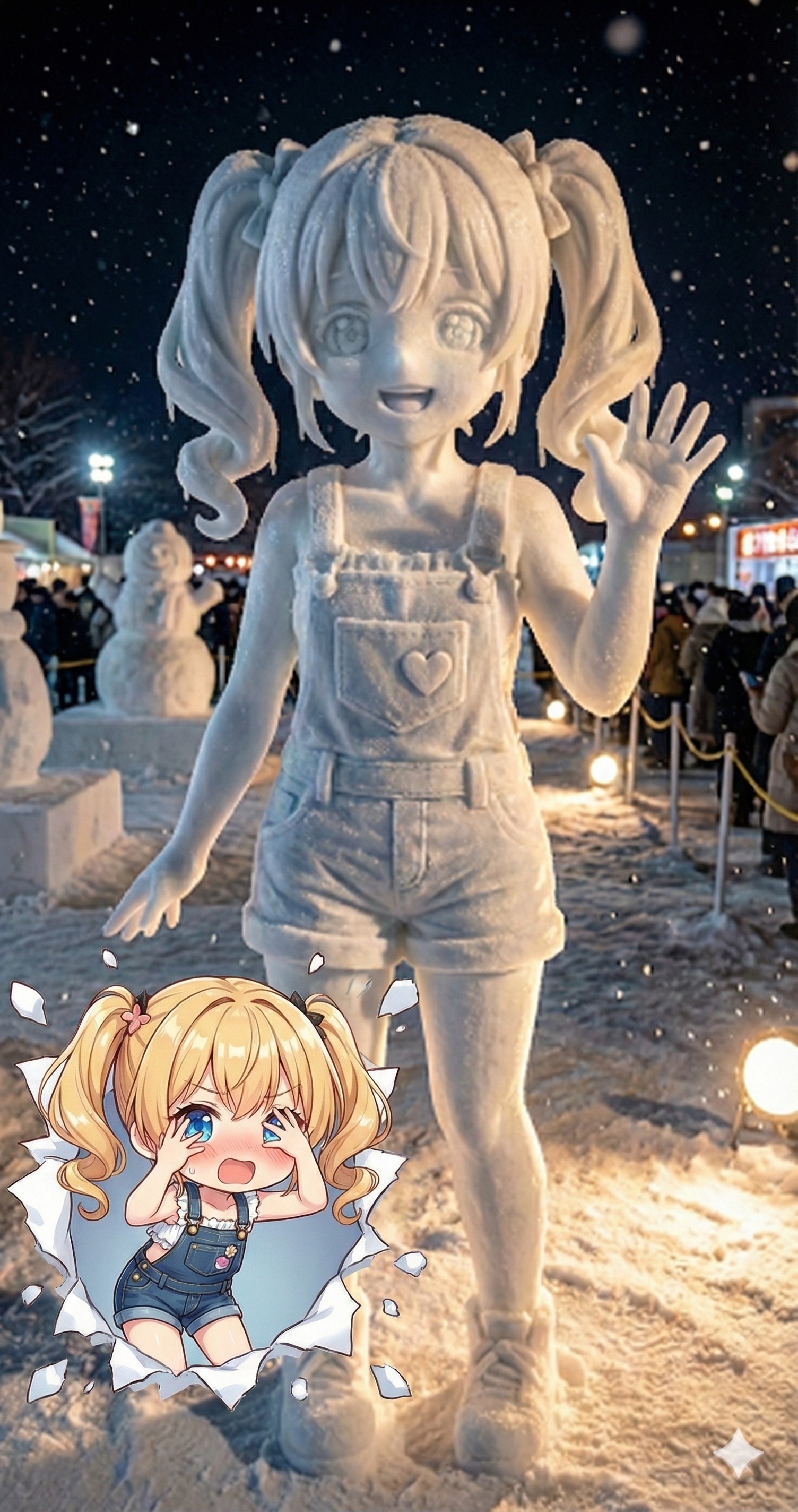 見ちゃダメ！〜雪まつり/炭酸少女オレンジちゃんの雪像〜 | の人気AIイラスト・グラビア