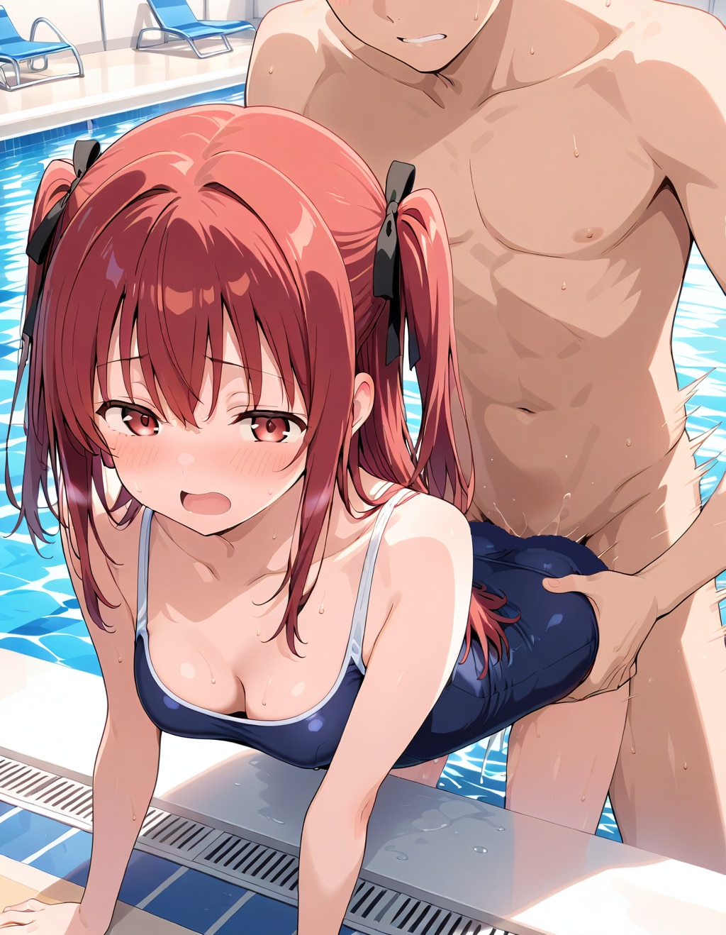 誰もいないプールで