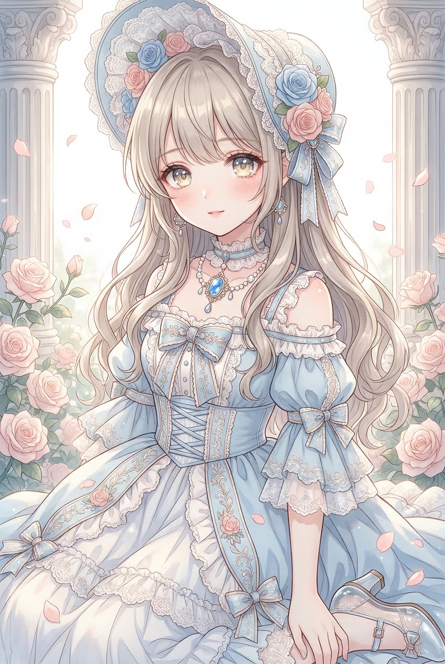 薔薇庭園の蒼き貴婦人 | の人気AIイラスト・グラビア