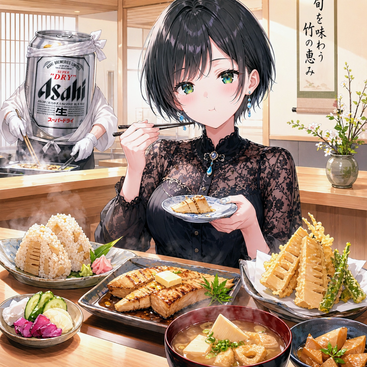 筍懐石を楽しむ藍音ちゃん | の人気AIイラスト・グラビア