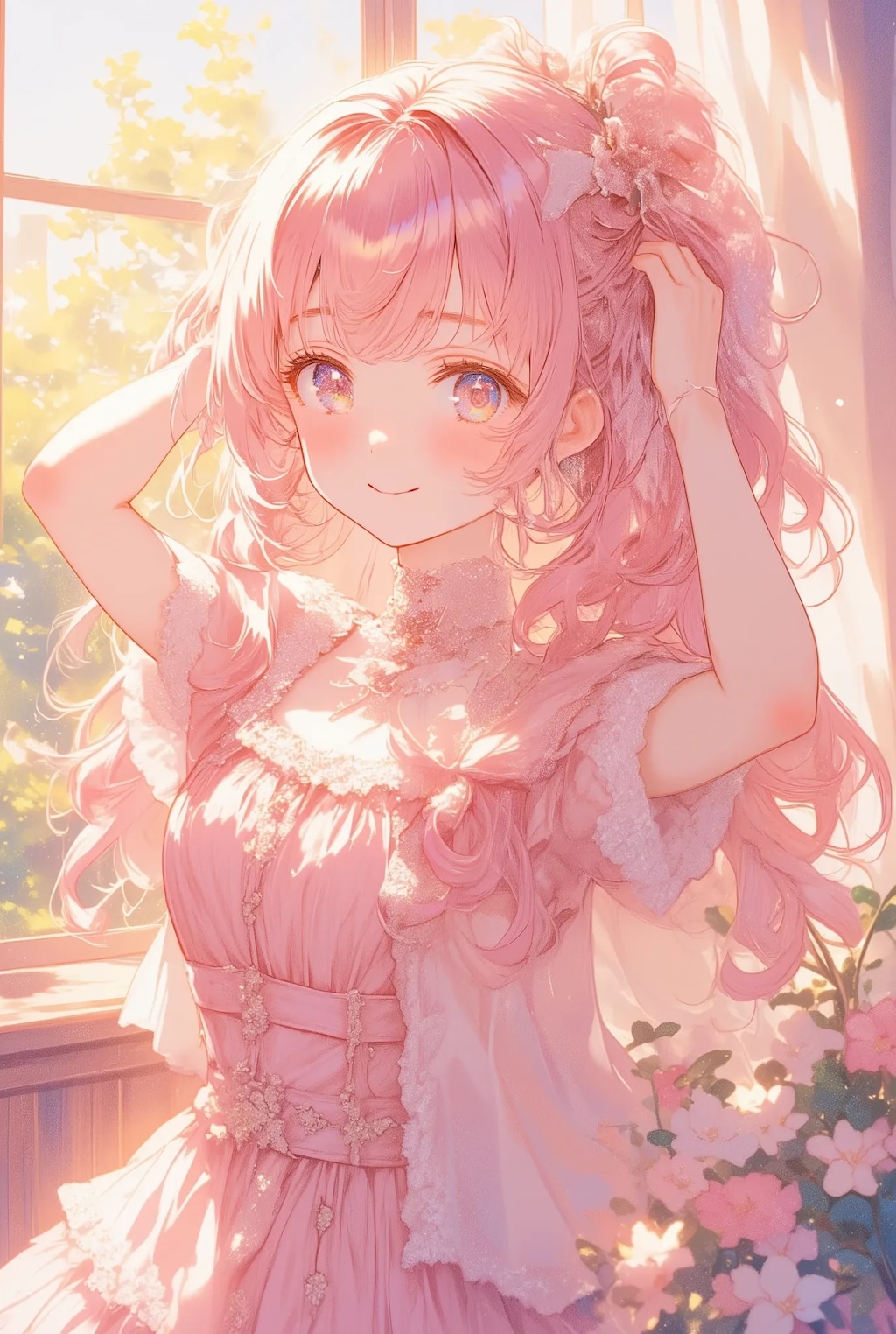 髪を結うお姉さん