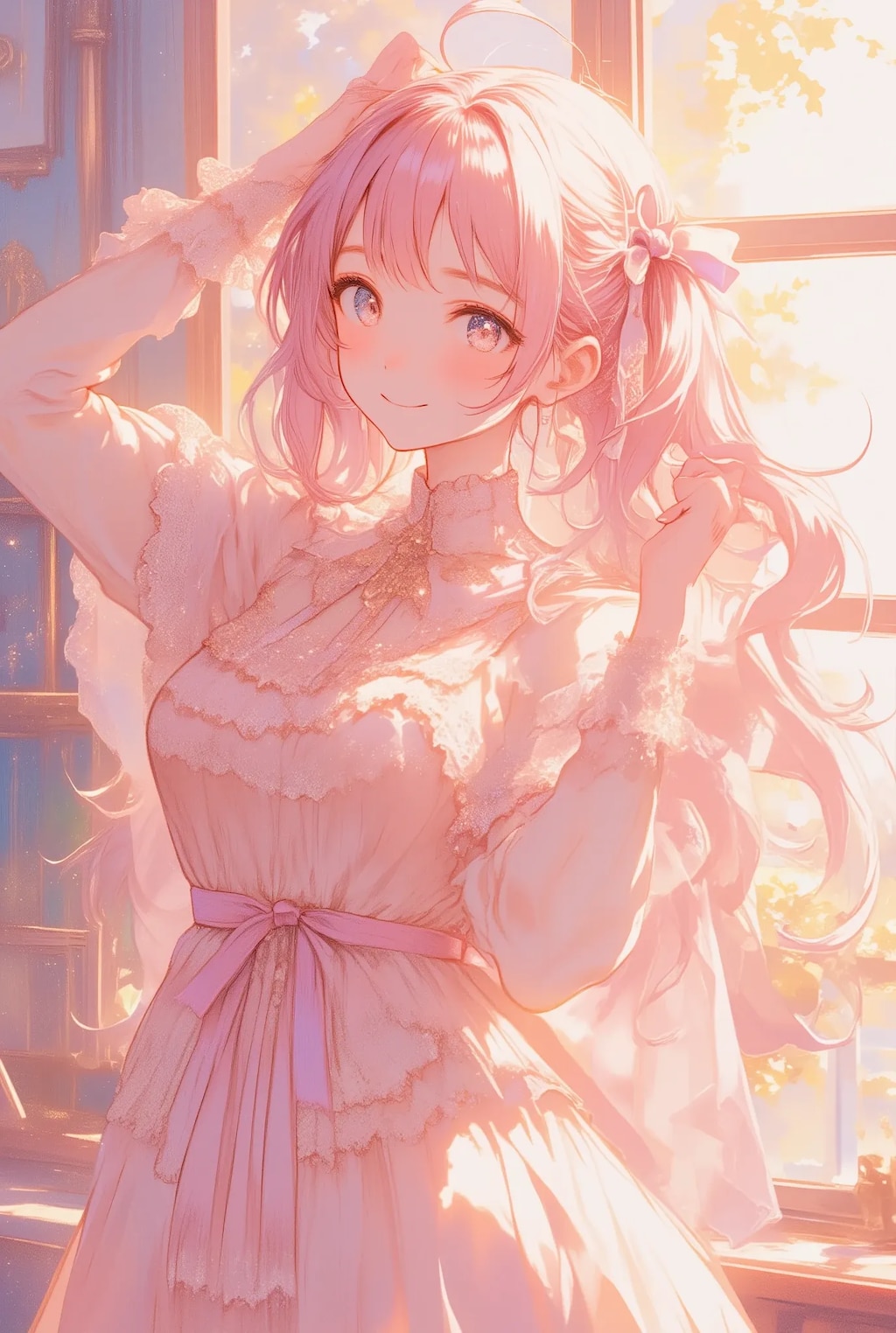 髪を結うお姉さん