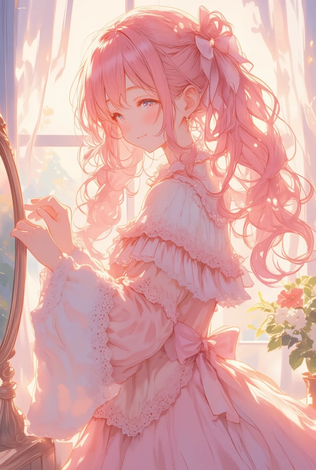 髪を結うお姉さん