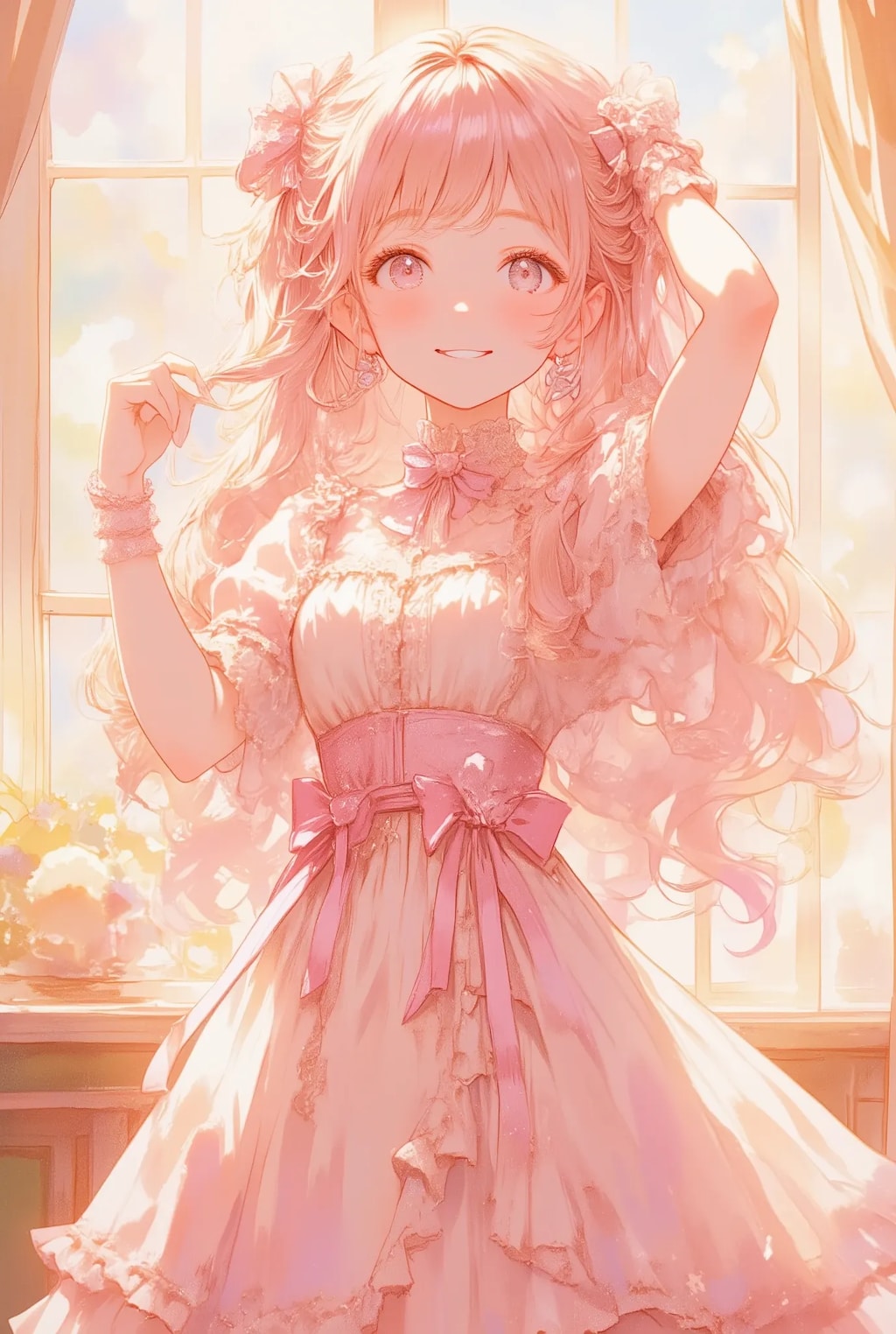 髪を結うお姉さん