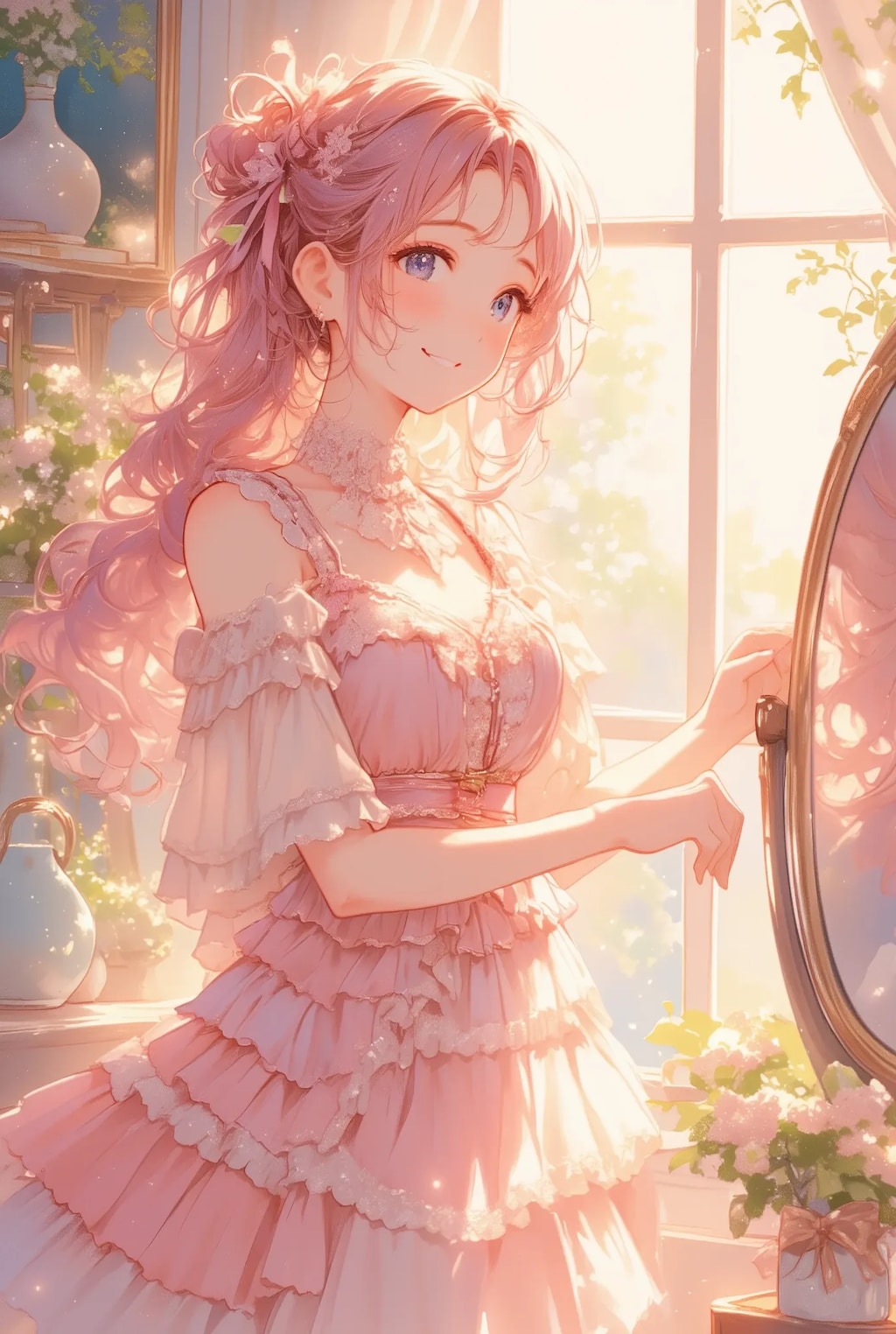 髪を結うお姉さん