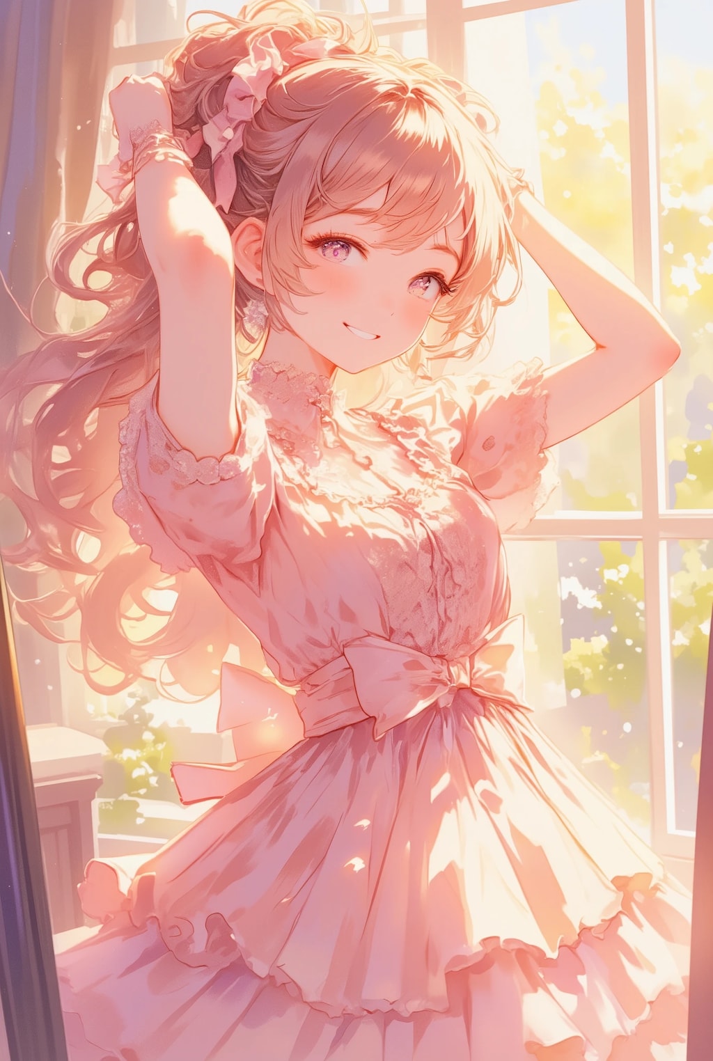 髪を結うお姉さん